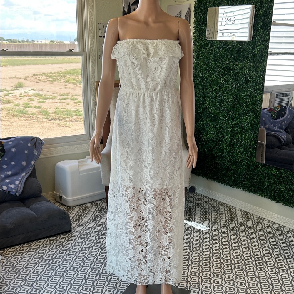 Trixxi Strapless White Lace Dress